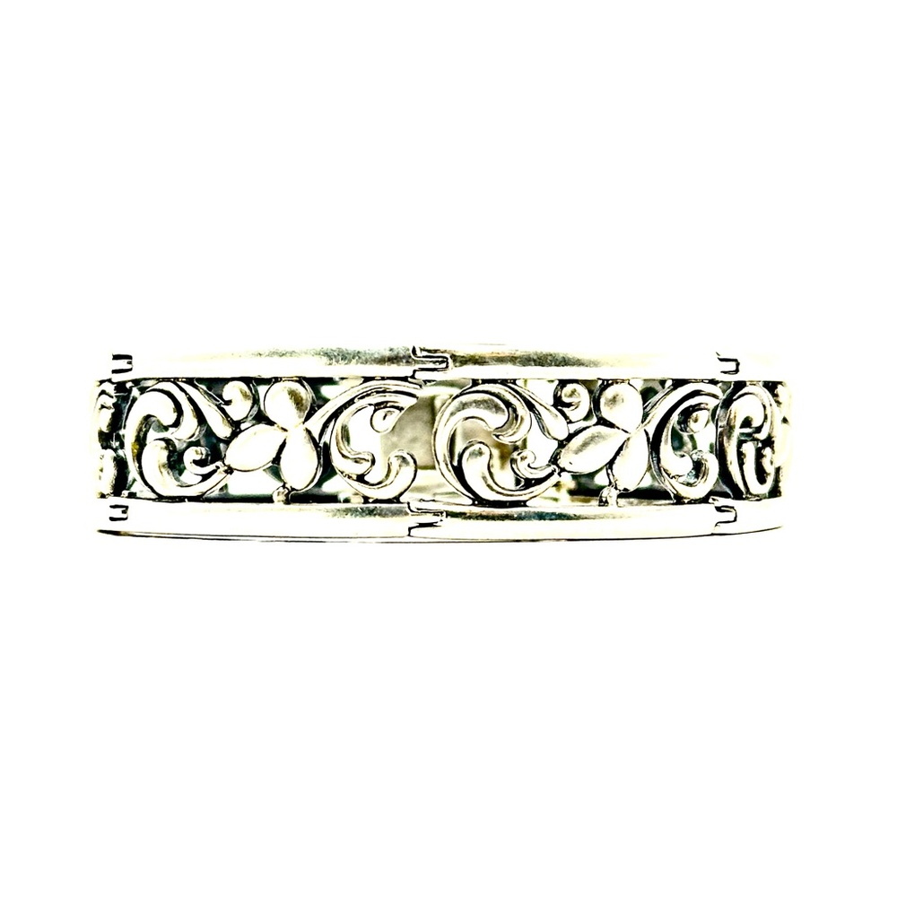 Silpada Retired B1462 Sterling Silver Floral Vine Panel Link Bracelet
